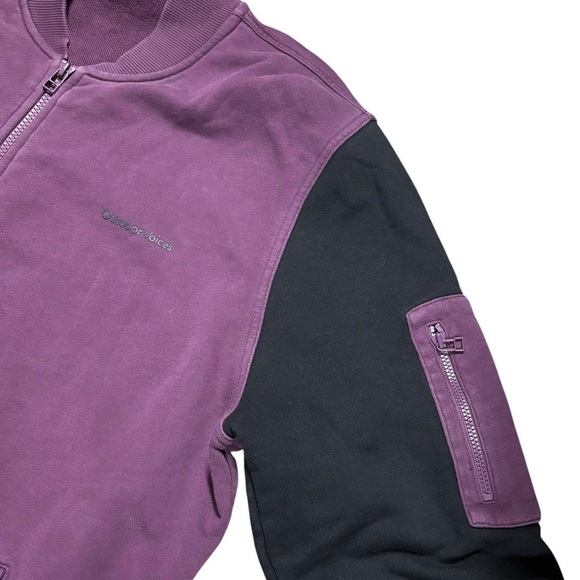 Outdoor Voices Purple Black Cotton Bomber Track Jacket - Picture 3 of 6